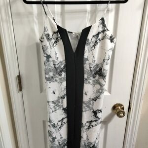 Charlotte Russe Strapless Marble Print Dress with Black Panel